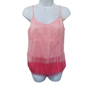 Mainstrip Cami Women S CT33558 Pink Ombre Fringe Tiered Festival Flapper Tank